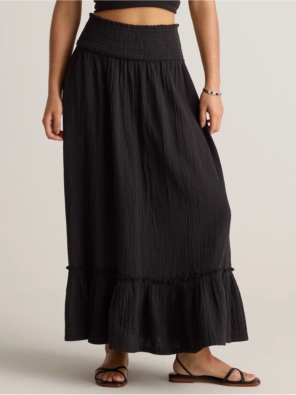 Quince 100% Organic Cotton Gauze Smocked Maxi Skirt